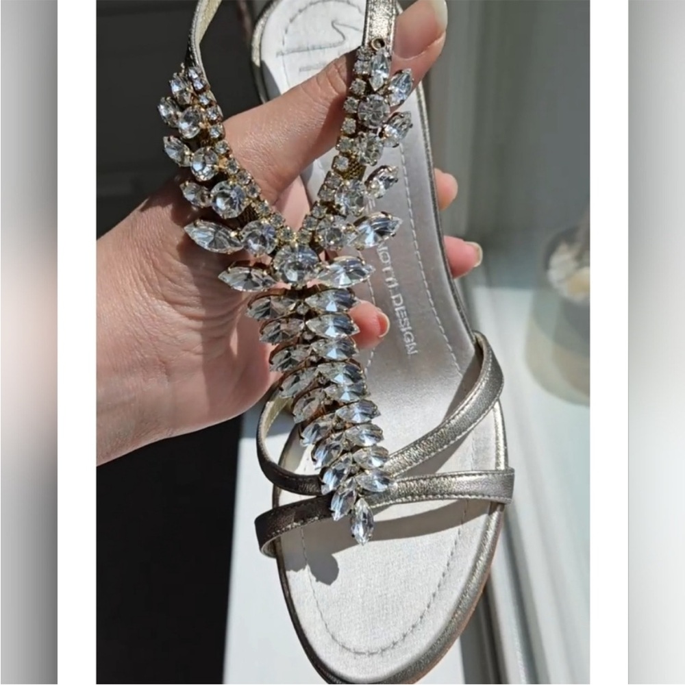 💎✨ RARE Gorgeous Giuseppe Zanotti Taupe Metallic Bejeweled Crystal Sandals - Picture 2 of 14